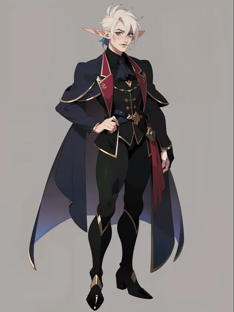 ((1male)) character concept adopt ,handsome ,elf , , fullbody, ((gothic outfit))