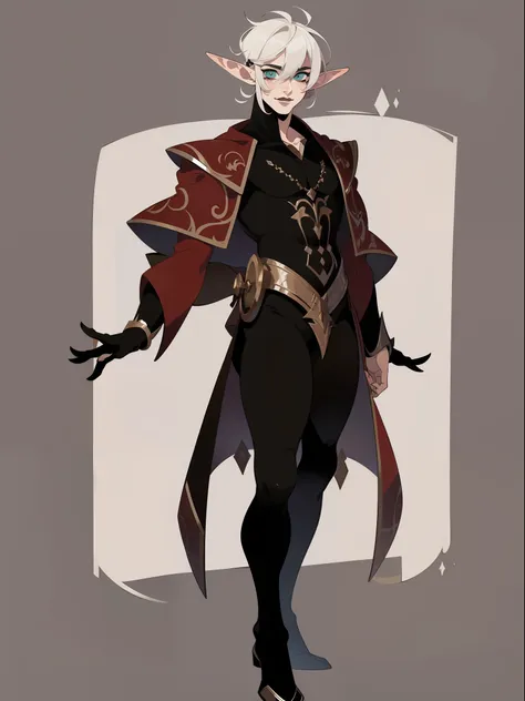 ((1male)) character concept adopt ,elf , , fullbody, ((gothic outfit)), naked hands, femboy