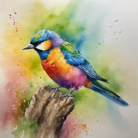 Picture of a bird, rainbow colours, vibrant, spectacular, no signature or watermark