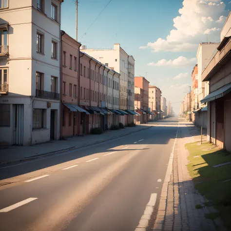 Russia, The city, стиль 90-х, Drawn, Sunny, Deserted, road