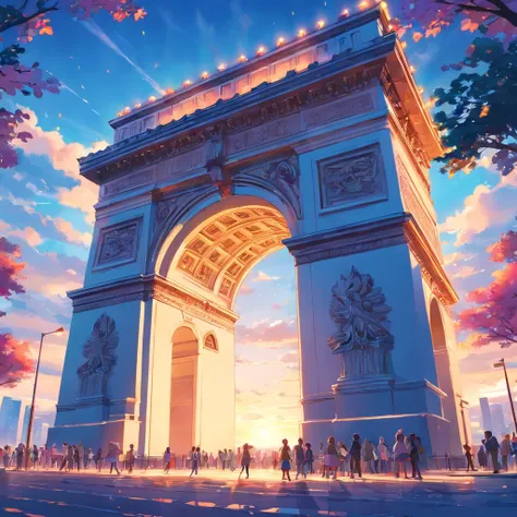 triumphal arch、Detailed illustration of the Arc de Triomphe、Arc de Triomphe of the New Year、Arc de Triomphe where festivals are held to celebrate the New Year、Arc de Triomphe in 2100、The illuminating Arc de Triomphe、