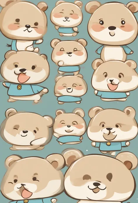 Various forms of expression
little bear，cheerfulness,Angry,Coquettish, expressing love，Description of the scenario with waving and so on, as anillustration set, With bold comic lines, Cute style, Stick figure style, Dynamic pose,White, f/64 group, Relevant...