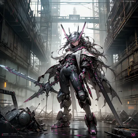 destroy&Revolutions,Leutentic、deepen、Ein Herial Rovaranger works for SF Mega Corporation, elite corporate enforcer patrolling the streets, wearing detailed multi color robes cape, corporate offices,cyberpunk scene, busy street, Neon light, Red plastic clot...