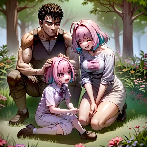 (a happy family in a picnic garden),(riamu as a motherly figure),(riamu and her husband spending quality time),(a couple enjoying the outdoors),(riamus children playing and having fun),(guts as a loving and caring father),(a loving husband and wife),(riamu...