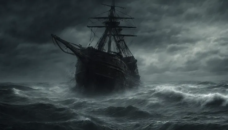 (best quality,4k,8k,highres,masterpiece:1.2),ultra-detailed,(realistic,photorealistic,photo-realistic:1.37),horror,sea monster,kraken,terrifying,unleashing fury,ship chaos,dynamic waves,foggy atmosphere,destruction,desperate crew,impending doom,dramatic li...