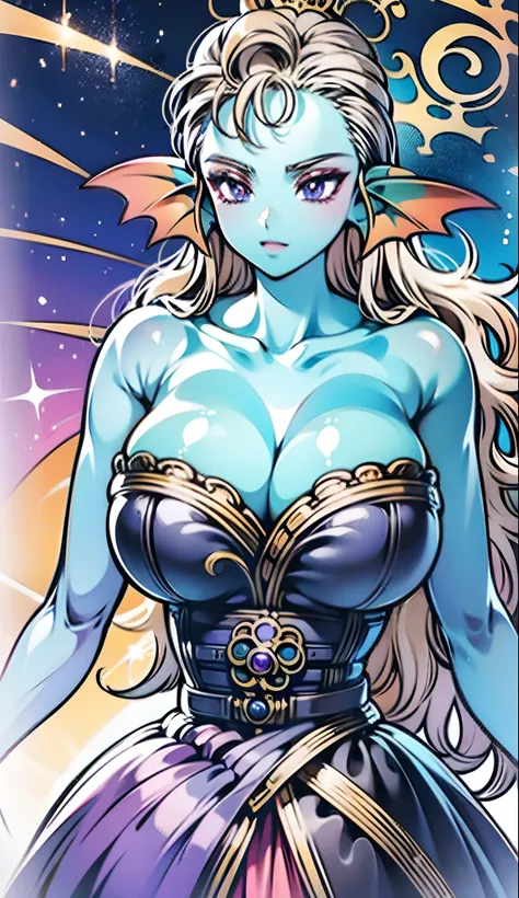 8K,High quality,Anime,married woman,Beautiful,Beautiful,Bright,Eye Highlights,Purple eyes,Sexy,ultra gigantic tits,oversized tits,Dark blue ,Erotic,beautiful line art. Blue skin, Blue and orange gradient fins, , Nothing on, Nothing on, Nothing on, Nothing ...