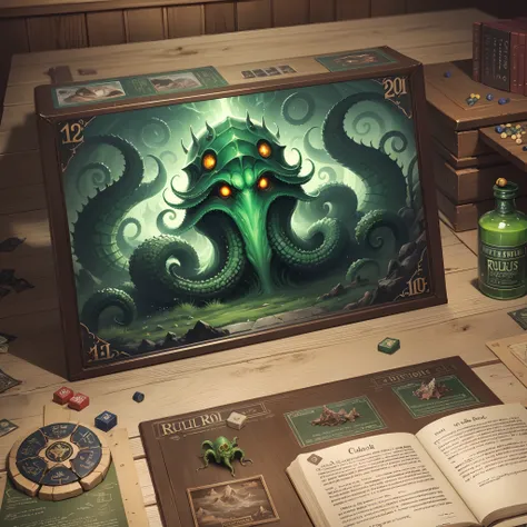 A huge board game based on the Cthulhu Mythos, rulebook,