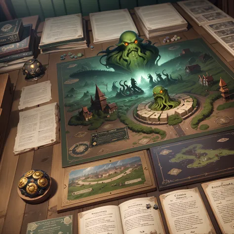 A huge board game based on the Cthulhu Mythos, rulebook,