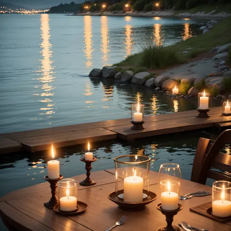 Candlelit Dinner by the Water:
A candlelit dinner by a river, lake, or beach creates an intimate and romantic atmosphere, with the gentle sound of water enhancing the overall experience.