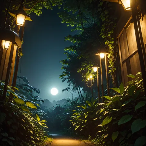 Jungle Canopy at Night:
The jungle comes alive at night with the sounds of wildlife. Moonlight filtering through the canopy adds an element of mystery to the dense foliage.