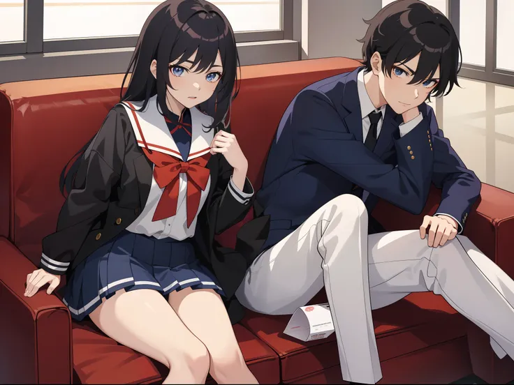 (there is a woman and a boy sitting on a couch:2,0), a picture by Shingei, pixiv, shin hanga, hi - res scan, hi-res scan, sitting on the couch, at pixiv, in anime style, sitting on the sofa, official art, made with anime painter studio, in an anime style, ...