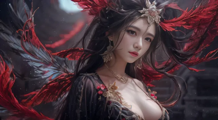 Fantasy Brunette Fairy Tale 32K，复杂，ellegance，highly  detailed，A majestic，Digital photography，Top cinema lenses，surrealism painting，Broken rubies，Beating magic，Entwined water magic，（tmasterpiece，Cinematic light，Fine beautiful eyes：1.2），hdr，Void 5 Energy Sto...