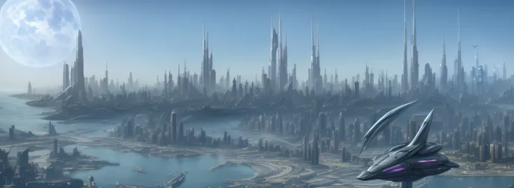 futuristic city with futuristic spaceships and futuristic buildings in the background, photo of futuristic cityscape, futuristic dystopian city, vista of futuristic city, beautiful city of the future, futuristic city scape, futuristic cityscape, futuristic...