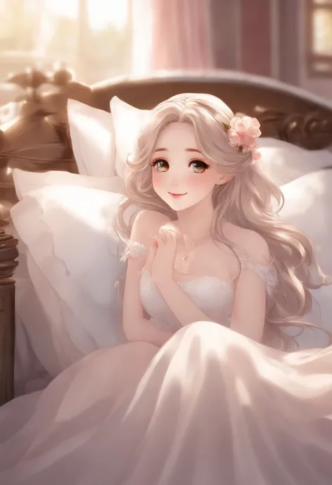 Menina de cabelos loiros com longos cabelos brancos posando totalmente nua na cama, abrir pernas, deusa anime, divindade de cabelos brancos, anime. soft lighting, small curvy loli, Anime Barbie em meias brancas, menina anime sedutora, 8k arte detalhada de ...