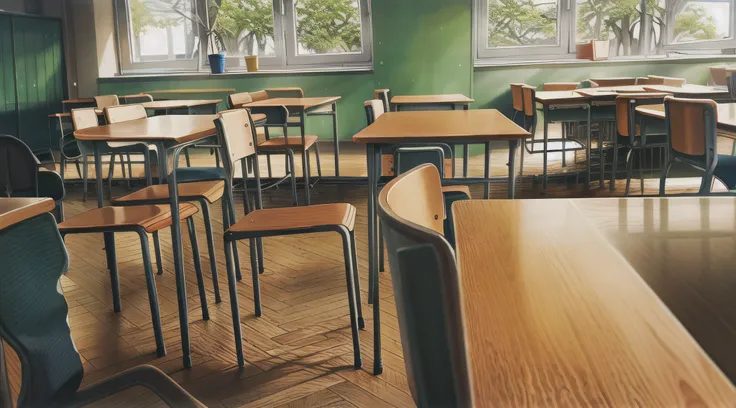 there are many tables and chairs in this classroom, school classroom, photo of a classroom, classroom in background, in a school classroom, in a classroom, tables and chairs, classroom, sitting in the classroom, chairs and tables, classroom background, ins...