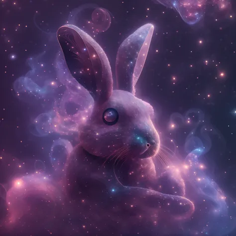 galaxias, spirals, space, Starcloud, stars, Smoke, glitters, intricately details, The shape of a punk rabbit, full bodyesbian ,rendering by octane, Ultra photo realsisim , rendering by octane, 8K, uplit ,DreamlikeArt