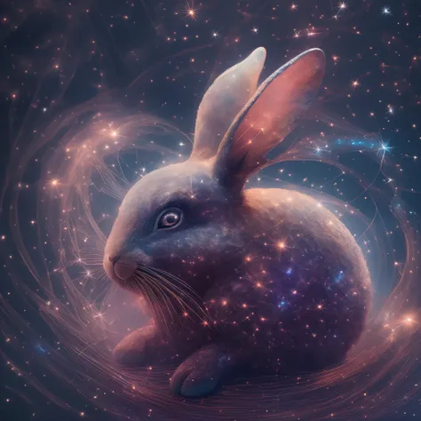 galaxias, spirals, space, Starcloud, stars, Smoke, glitters, intricately details, [(The shape of a rabbit)+punk], The center of the picture ,rendering by octane, Ultra photo realsisim , rendering by octane, 8K, uplit ,DreamlikeArt