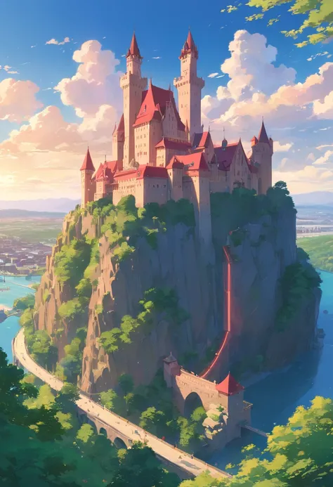 Rhine Red，Magnificent sprawling castle，Overhead，Unreality