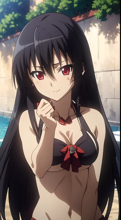 akame , (masterpiece, best quality), beautiful red eyes,shiny skin,sharp eyes,insanely detailed face,contrapposto, (very long ha...