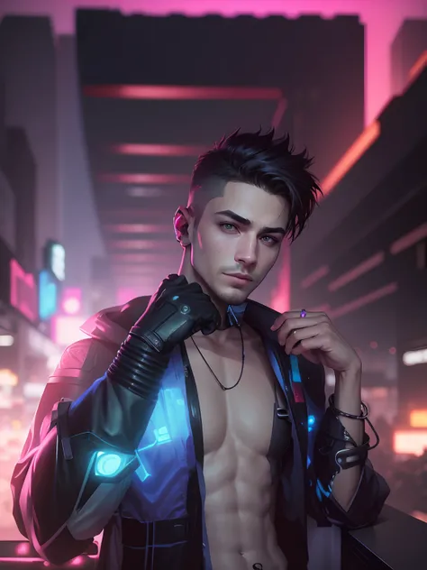 Change the background , cyberpunk, handsome boy, realistic images, ultra realistic