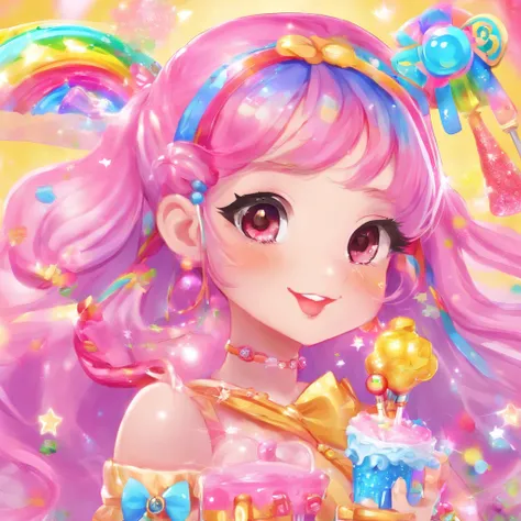 Lots of Girl Toys Glitter Cute Magical Girl Makeover Items Plastic Toys Magic Wand Magic Compact Pastel Color Pop Art-AR1:1 - Rainbow 5