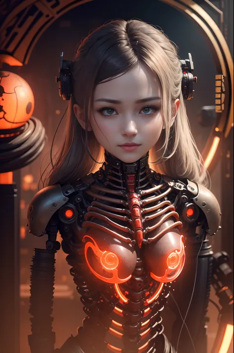 1 Mechanical Lady in the middle of production、((super realistic details))、portlate、globalillumination、Shadow、octan render、8K、ultrasharp、metals、Details of complex ornaments、cold color、Egyptian Detail、Internal skeleton frame　highly intricate detail、Realistic...