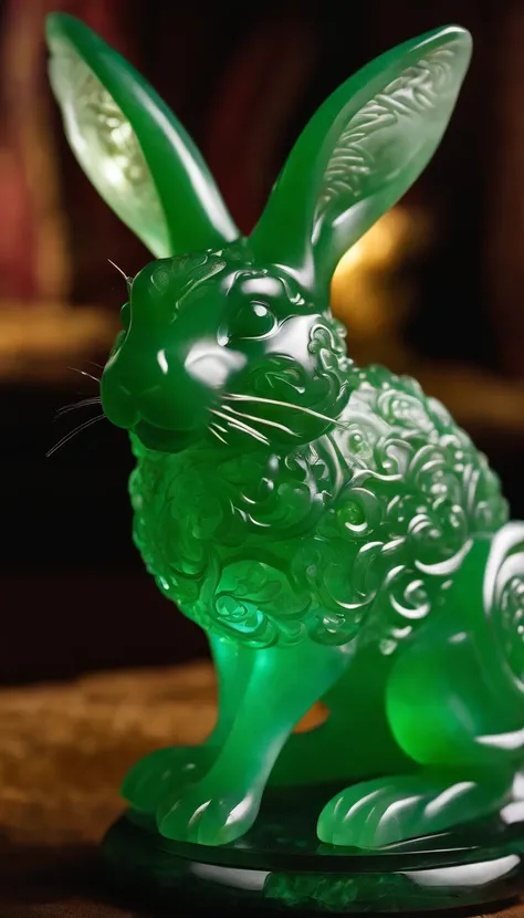 jade hare,full moon,jade rabbit made up of jade,crystal clear jade carving,