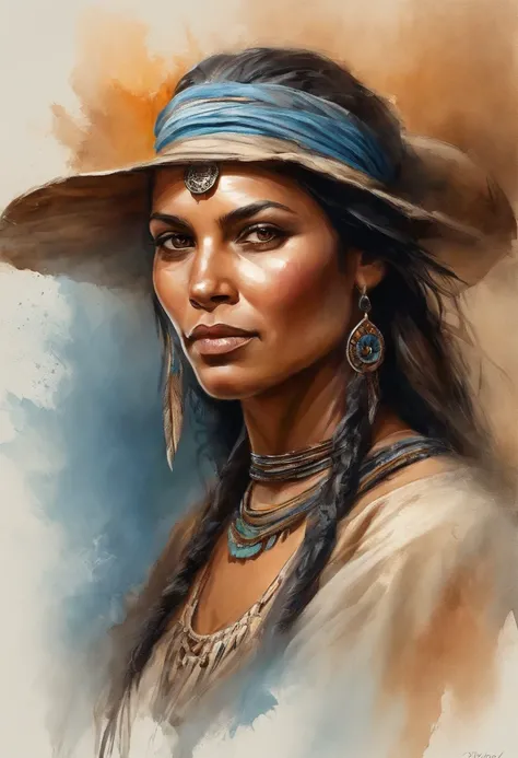 ultra detailed artistic photography, Beautiful native Brazilian Apache female,arara azul em seu ombro, tee xixi, fora, fogueira, tristeza, sexy, sonhador, brilhante, retroiluminado, Sombras, oil on the canvas, liso, Ultra High Definition, 8k, Ultra sharp f...