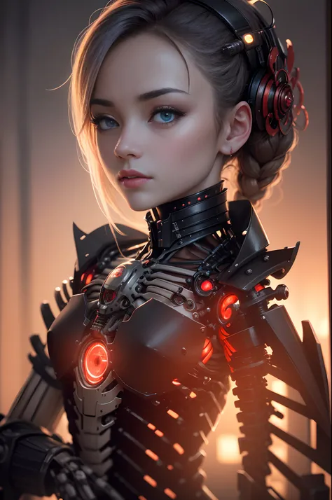 1 Mechanical Lady、((super realistic details))、portlate、globalillumination、Shadow、octan render、8K、ultrasharp、metals、Details of complex ornaments、cold color、French details、Precision details with half frame exposed　Internal skeleton frame　highly intricate det...