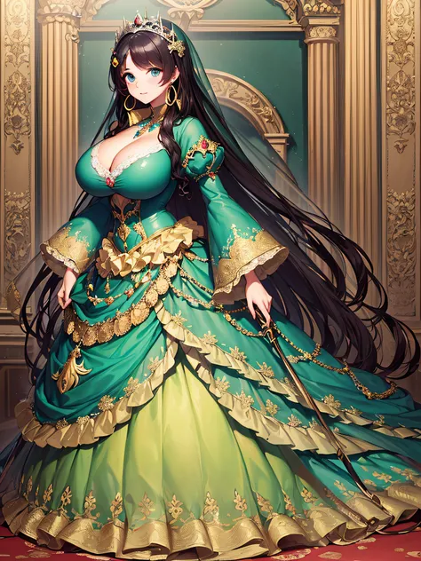 (masterpiece, best quality,extremely detailed:1.1),(moe anime art style:1.3),1 girl,((full body portrait)),standing in palace of versailles,((solo)),cute,kawaii,digital art,(((1 princess wearing gorgeous princess rococo ballgown with voluminous full length...