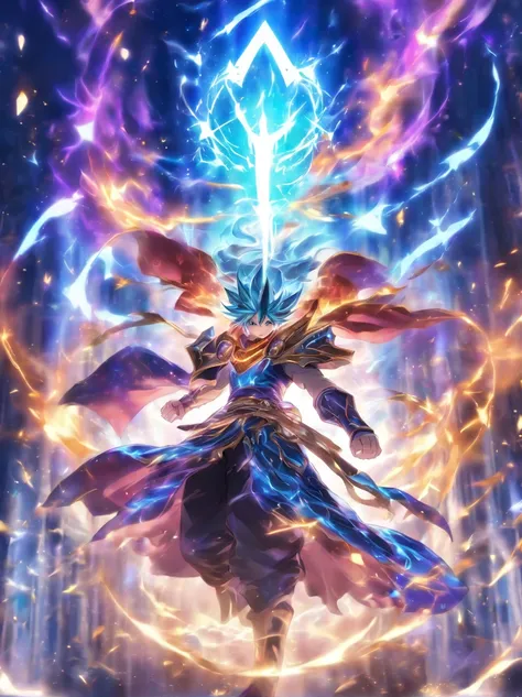 Illustration mage summoning energy shield