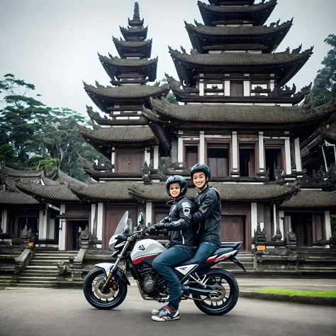 Realistic, hensome boy, honda cb100, foggy, bali, temple, hd,