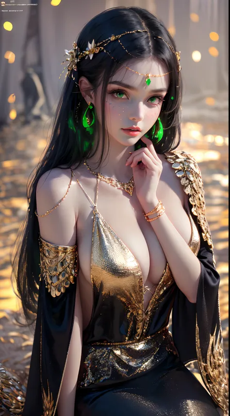 1 beautiful young princess, ((beautiful princess no longer a child:1.8)), ((wearing a black armored dress with gold trim in ancient hanfu style:1.6)), (((Exquisite patterns on the skirt:1.6))), ((braided hair with long black bangs: 1.6)), ((long bangs:1.6)...