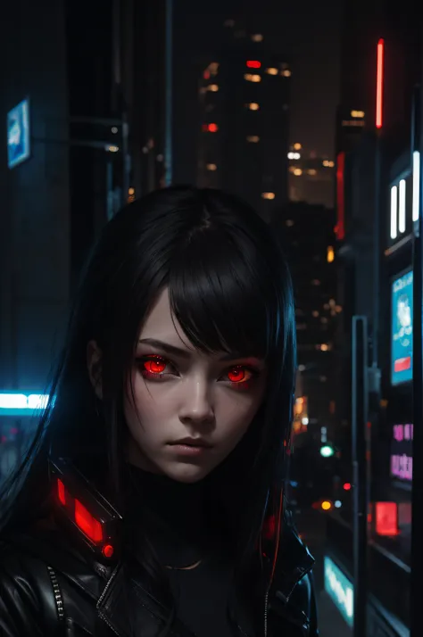 1girl , cyberpunk , real , high res , red eyes , masterpiece , looking at viewer