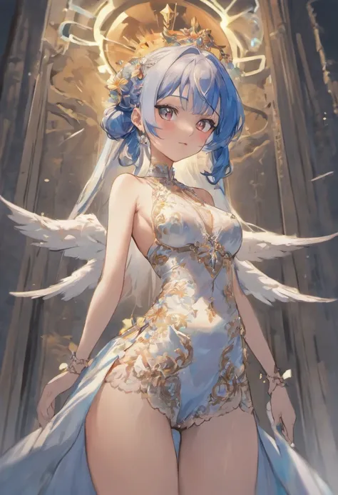 ((Masterpiece, Highest quality)), Detailed face, CharacterDesignSheet， full bodyesbian,, Highly detailed, Depth, Many parts，Beautiful female，Extremely beautiful，High Balance, Natural light, Lace dress，Blue hair,long braid，hentail realism, shadowing,charact...