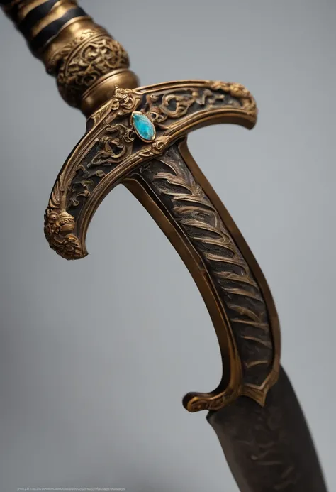 bronze sword with zigzag details still clearly visible in the hilt region and an impressive glow on the blade.