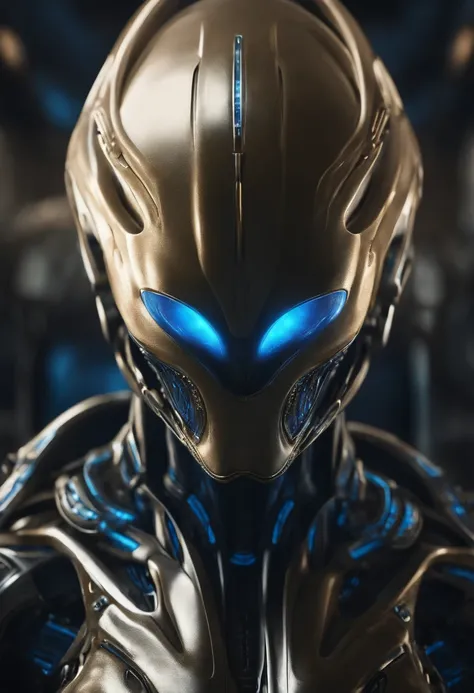 alien biomechanical in stealth suit,, blonde, blue eyes, masterpiece, appealing, looking at viewer