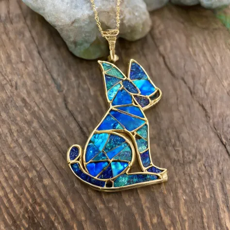 [[Hanging with Boulder Opals:1.5]],Bunny pendant woven with gold thread, edgBunny, European style, Traditional weaving techniques, Small size, Set with Boulder Opals and blue diamonds, blue diamond，K resolution on the bulb – no soldering required