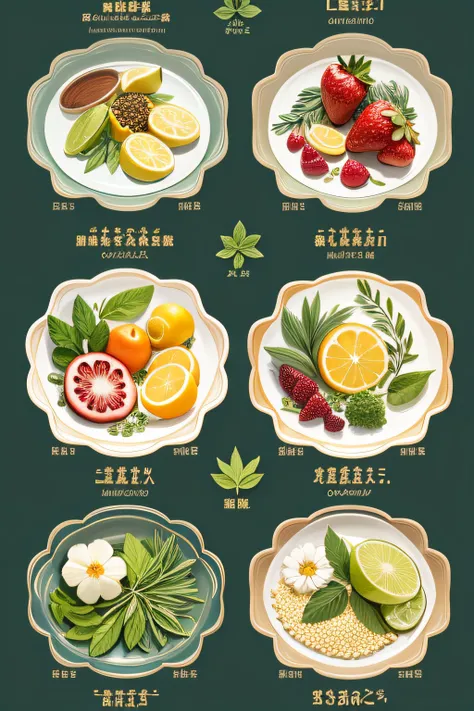 Medicinal herb、Health、Commercial illustration style of nourishing products such as fruits