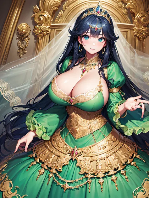 (masterpiece, best quality,extremely detailed:1.1),(moe anime art style:1.3),1 girl,((full body portrait)),standing in palace of versailles,((solo)),cute,kawaii,digital art,(((1 princess in gorgeous princess rococo ballgown with voluminous full length hoop...