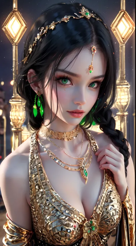 1 beautiful young princess, ((beautiful princess no longer a child:1.8)), ((wearing a black armored dress with gold trim in ancient hanfu style:1.6)), (((Exquisite patterns on the skirt:1.6))), ((braided hair with long black bangs: 1.6)), ((long bangs:1.6)...