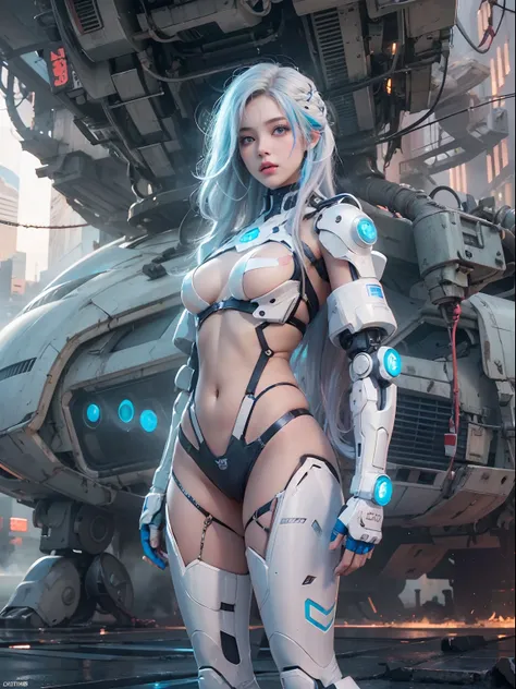 nsfw, 1girl, nude, full body, cyberpunk, robots, (masterpiece: 1.4), (8K, realistic, raw photo, best quality: 1.4), naked, skirtlift, legs open, nipple areola shape clear, slit_pussy, beautiful breasts, Japanese girl, beautiful cute face, (real face: 1.4),...