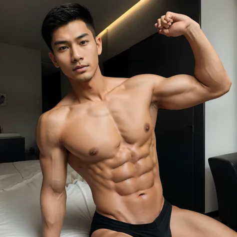 smooth skin, asian boy, abs, 25years old