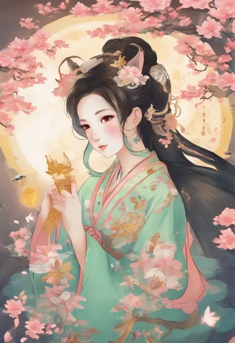 The jade rabbit of the Mid-Autumn Festival is usually depicted as a cute little rabbit，It is sometimes depicted as Changes pet。It is often depicted wearing Hanfu or wearing ancient costumes，Sometimes mooncakes or osmanthus wine are held。The image of the Ja...