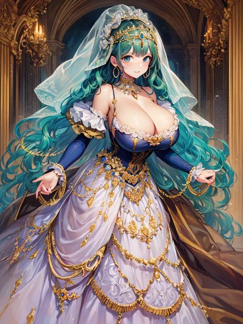 (masterpiece, best quality,extremely detailed:1.1),(moe anime art style:1.3),1 girl,((full body portrait)),standing in palace of versailles,((solo)),cute,kawaii,digital art,(((1 princess in gorgeous princess rococo ballgown with voluminous full length hoop...