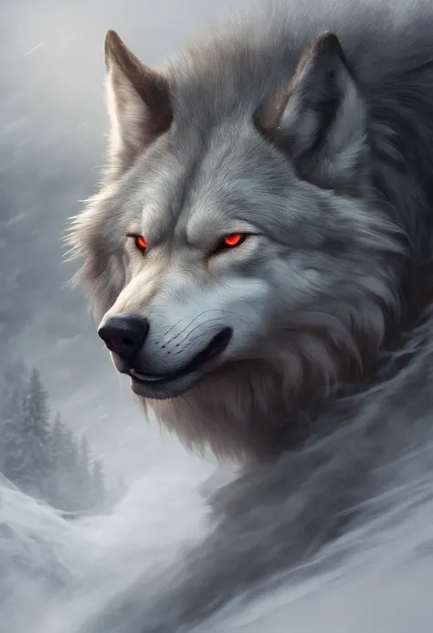 (Best Quality,4K,8K,hight resolution,masutepiece:1.2),Ultra-detailed,Realistic,Photorealistic:1.37,Terrifying direwolf on a string made of chains,Menacing red eye glow,Layered fur texture,bloody drool dripping from sharp fangs,,,Leathery weathered iron cha...