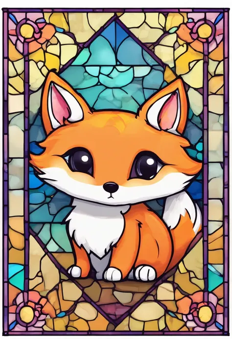 A round fox stained glass window