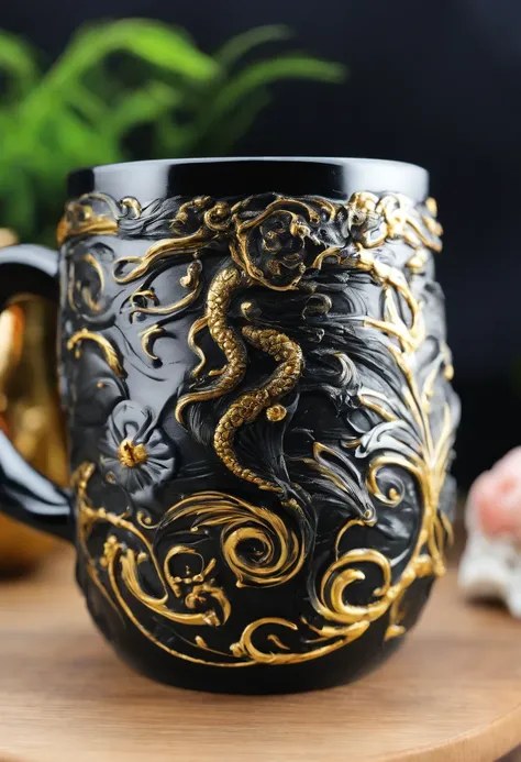 Solid black with gold swirls and served in a pewter mug. The drink smells like orc spit and tastes like medicine. It is a minor local legend