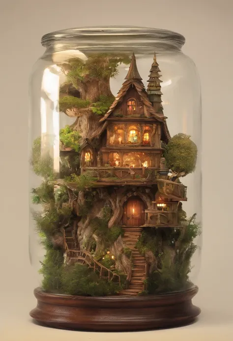 A tree house in a glass jar