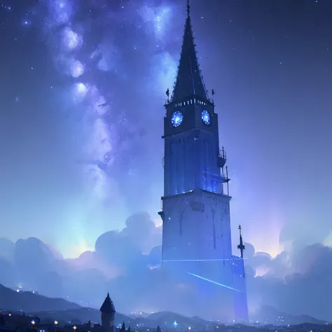 Tower of God, Violet, Blue, Light blue, Civilization, Blue starry night sky